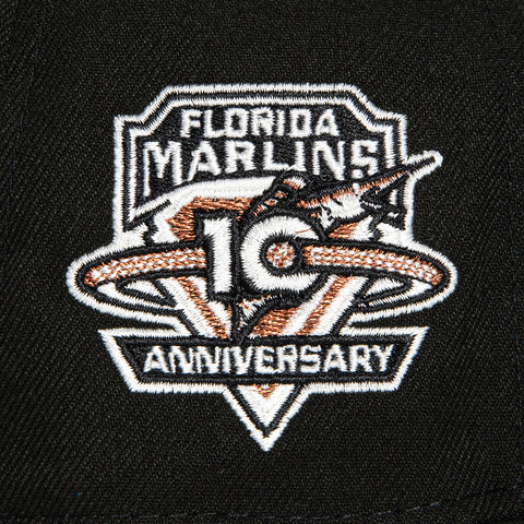 New Era 59Fifty Miami Marlins 10th Anniversary Patch Hat - Black, Ivory, Metallic Copper