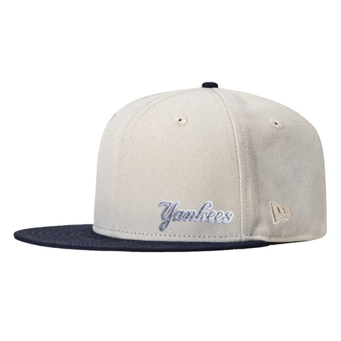 New Era 59Fifty Flawless Script New York Yankees 1996 World Series Patch Hat - Stone, Navy