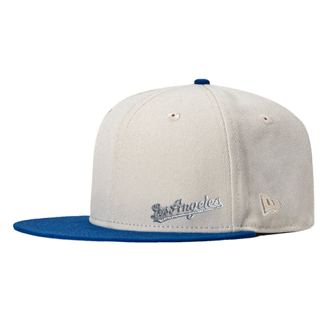 New Era 59Fifty Flawless Script Los Angeles Dodgers 1955 World Series Patch Hat - Stone, Royal