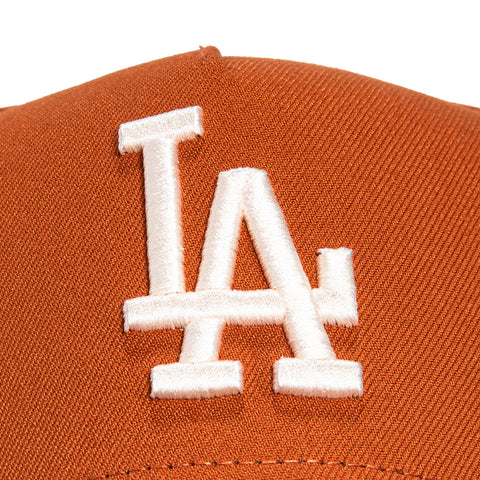 New Era 9Forty A-Frame Campfire Pack Los Angeles Dodgers 60th Anniversary Patch Snapback Hat - Burnt Orange, Brown