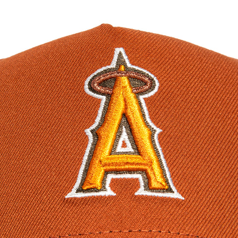 New Era 9Forty A-Frame Campfire Pack Los Angeles Angels 50th Anniversary Patch Snapback Hat - Burnt Orange, Brown