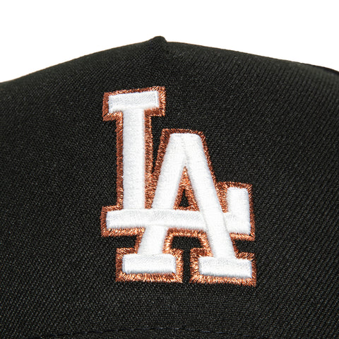 New Era 9Forty A-Frame Los Angeles Dodgers 1988 World Series Patch Snapback Hat - Black, Ivory, Metallic Copper