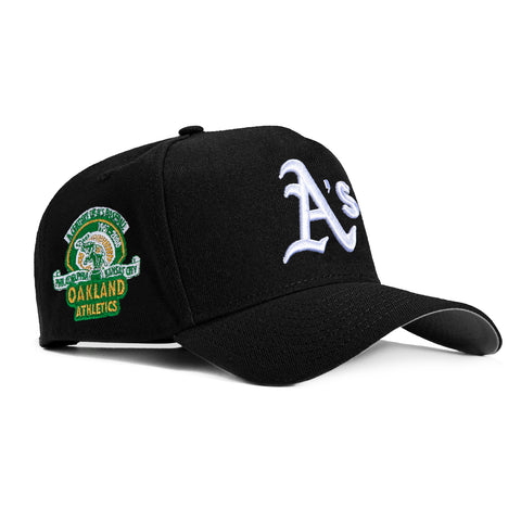 New Era 9Forty A-Frame Oakland Athletics 100th Anniversary Stadium Patch Snapback Hat - Black, Ivory, Metallic Copper