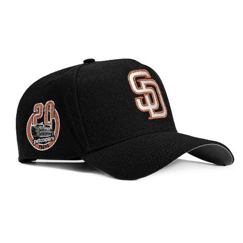 New Era 9Forty A-Frame San Diego Padres 20th Anniversary Stadium Patch Snapback Hat - Black, Ivory, Metallic Copper