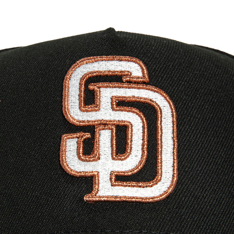 New Era 9Forty A-Frame San Diego Padres 20th Anniversary Stadium Patch Snapback Hat - Black, Ivory, Metallic Copper