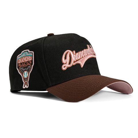 New Era 9Forty A-Frame Arizona Diamondbacks Inaugural Patch Snapback Script Hat - Black, Brown