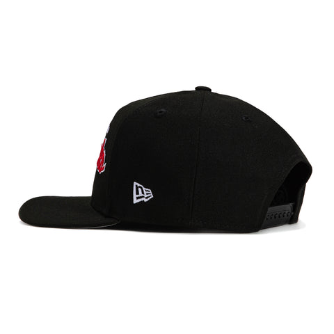 New Era 9Fifty A-Frame Chicago Blackhawks Logo Patch Snapback Script Hat - Black