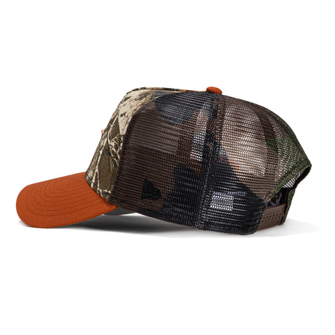 New Era 9Forty A-Frame Houston Astros 30th Anniversary Stadium Patch Snapback Trucker Hat - Realtree, Burnt Orange