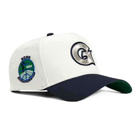 New Era 9Forty A-Frame Georgetown Hoyas 1984 Champions Patch Snapback Hat - White, Navy