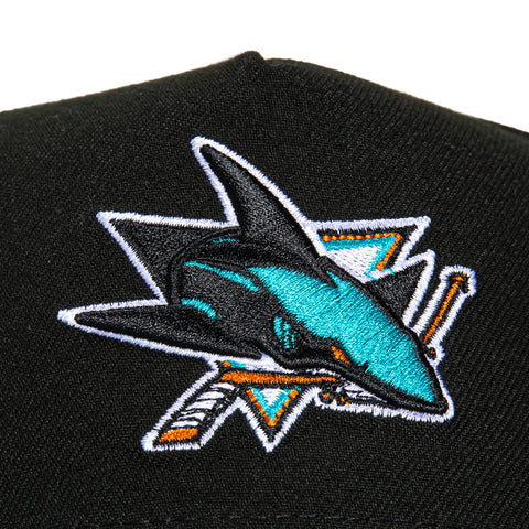 New Era 9Forty A-Frame San Jose Sharks Logo Patch Snapback Hat - Black, Teal