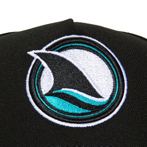 New Era 9Forty A-Frame San Jose Sharks Logo Patch Snapback Hat - Black, Teal