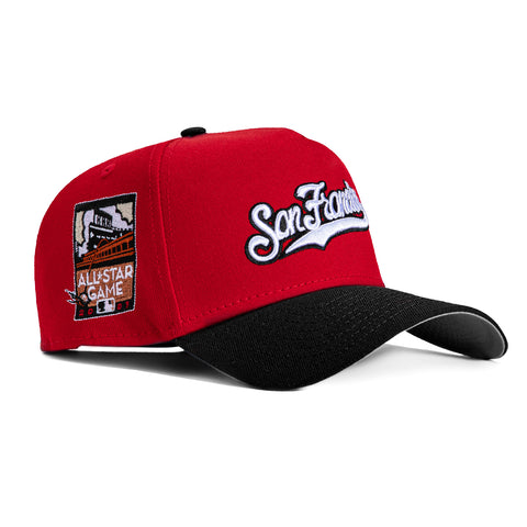 New Era 9Forty A-Frame San Francisco Giants 2007 All Star Game Patch Snapback Script Hat - Red, Black