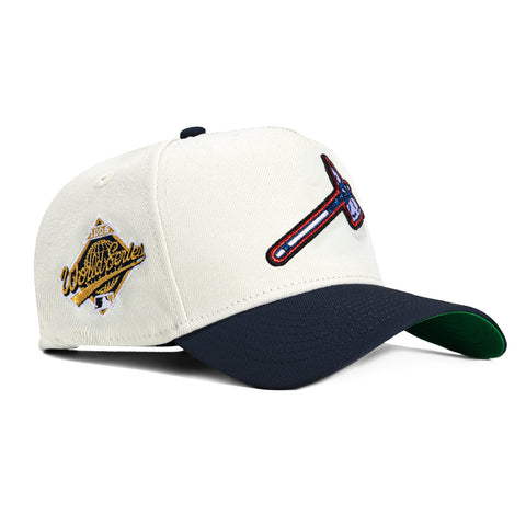 New Era 9Forty A-Frame Atlanta Braves 1995 World Series Patch Alternate Snapback Hat - White, Navy