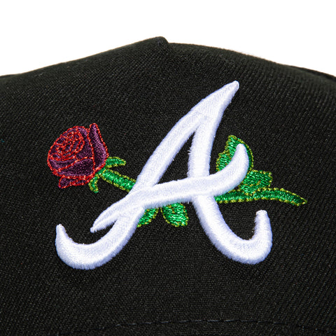 New Era 9Forty A-Frame Atlanta Braves 1999 World Series Patch Rose Snapback Hat - Black, Green