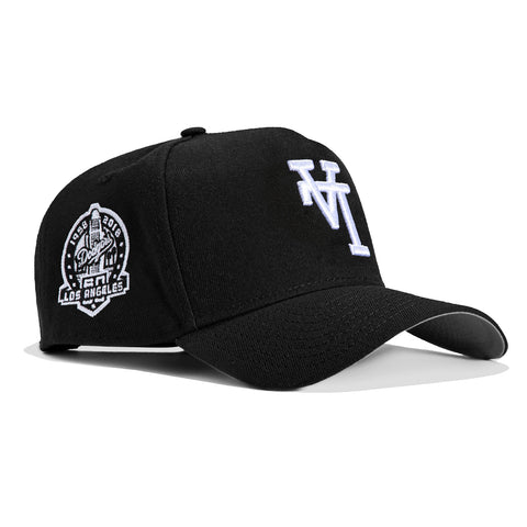 New Era 9Forty A-Frame Los Angeles Dodgers 60th Anniversary Patch Snapback Upside Down Hat - Black, White