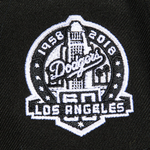 New Era 9Forty A-Frame Los Angeles Dodgers 60th Anniversary Patch Snapback Upside Down Hat - Black, White