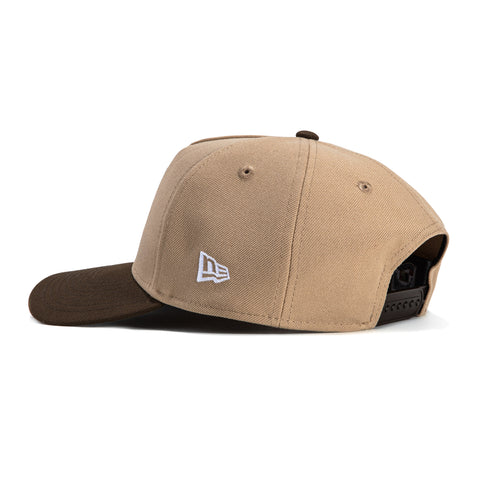 New Era 9Forty A-Frame Los Angeles Dodgers 40th Anniversary Stadium Patch Snapback Upside Down Hat - Khaki, Brown