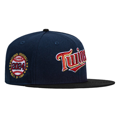 New Era 59Fifty Minnesota Twins 7 Joe Mauer HOF Patch Word Hat - Navy, Black