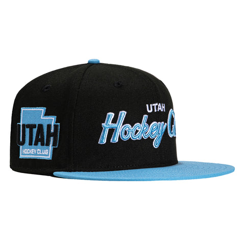 New Era 59Fifty Utah Hockey Club Patch Script Hat - Black, Light Blue