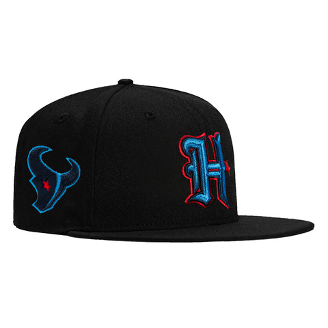 New Era 59Fifty Houston Texans Logo Patch H Hat - Black, Light Blue, Red