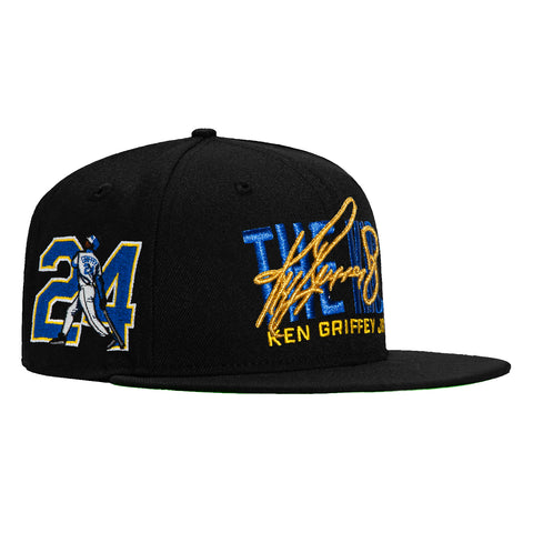 New Era 59Fifty Seattle Mariners 24 Ken Griffey Jr. Patch The Kid Hat - Black, Royal