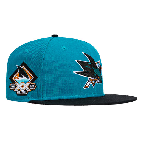 Mitchell & Ness San Jose Sharks 20th Anniversary Patch Hat - Teal, Black