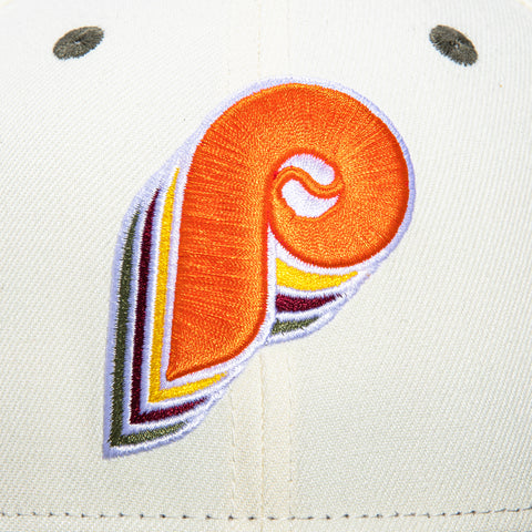 New Era 59Fifty Philadelphia Phillies 100th Anniversary Patch Cascade Hat - White, Olive, Orange