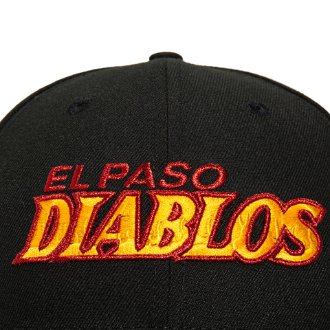 New Era 59Fifty El Paso Diablos Rose Patch Word Hat - Black, Gold, Red