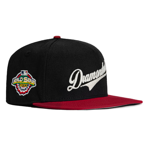 New Era 59Fifty Glow Chain Stitch Arizona Diamondbacks 2001 World Series Patch Hat - Black, Sedona Red