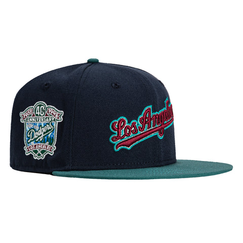 New Era 59Fifty Winter Forest Los Angeles Dodgers 40th Anniversary Patch Script Hat - Navy, Green, Cardinal