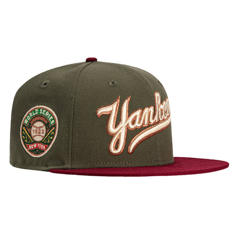 New Era 59Fifty Winter Forest New York Yankees 1923 World Series Patch Script Hat - Olive, Cardinal