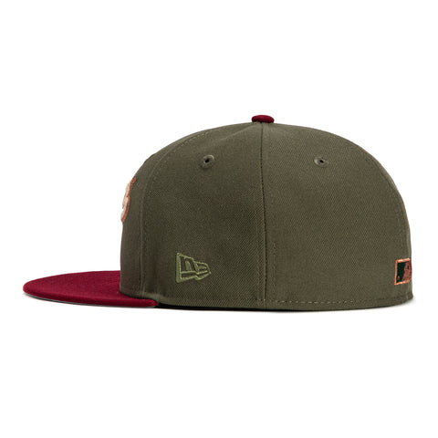 New Era 59Fifty Winter Forest New York Yankees 1923 World Series Patch Script Hat - Olive, Cardinal