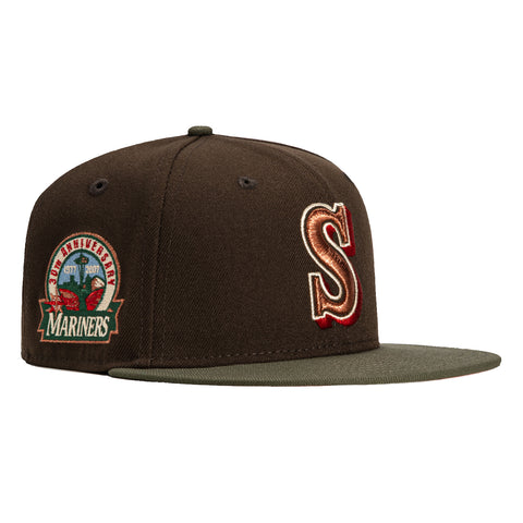 New Era 59Fifty Winter Forest Seattle Mariners 30th Anniversary Patch Hat - Brown, Olive