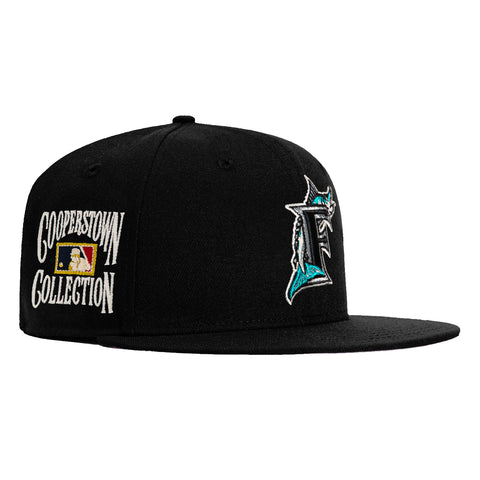 New Era 59Fifty Miami Marlins Cooperstown Collection Patch Hat - Black