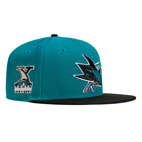 New Era 59Fifty San Jose Sharks 10th Anniversary Patch Hat - Teal, Black