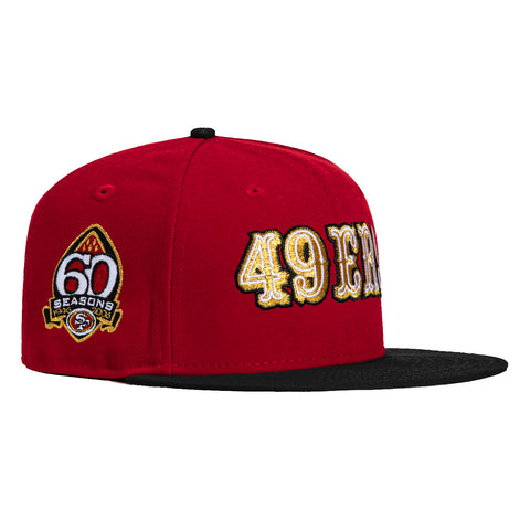 New Era 59Fifty San Francisco 49ers 60th Anniversary Patch Word Hat - Cardinal, Black