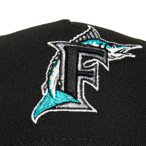 New Era 9Forty A-Frame Miami Marlins Cooperstown Collection Patch Snapback Hat - Black