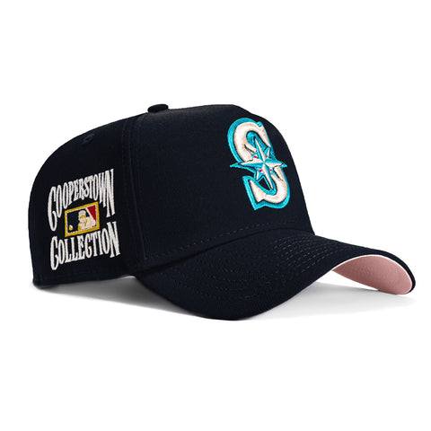 New Era 9Forty A-Frame Seattle Mariners Cooperstown Collection Patch Snapback Hat - Navy