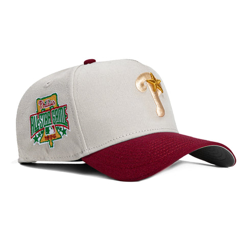 New Era 9Forty A-Frame Philadelphia Phillies 1996 All Star Game Patch Alternate Snapback Hat - Stone, Cardinal