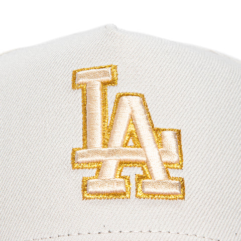 New Era 9Forty A-Frame Los Angeles Dodgers 50th Anniversary Patch Snapback Hat - Stone, Cardinal