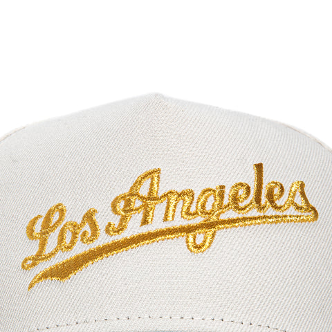 New Era 9Forty A-Frame Los Angeles Dodgers 1988 World Series Patch Script Snapback Hat - Stone, Green