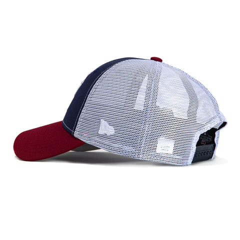 New Era 9Forty A-Frame Port City Roosters Northwest Arkansas Naturals Patch Snapback Trucker Hat - Light Navy, Cardinal