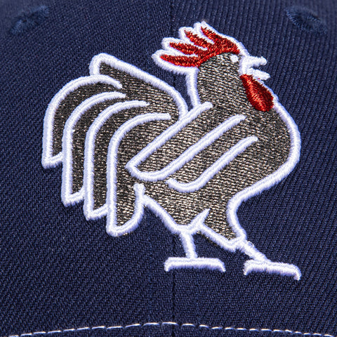 New Era 9Forty A-Frame Port City Roosters Northwest Arkansas Naturals Patch Snapback Trucker Hat - Light Navy, Cardinal