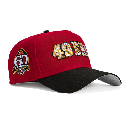 New Era 9Forty A-Frame San Francisco 49ers 60th Anniversary Patch Word Snapback Hat - Cardinal, Black