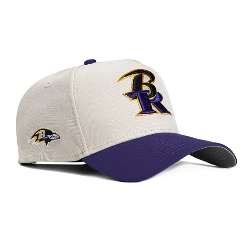 New Era 9Forty A-Frame City Stone Dome Baltimore Ravens Logo Patch Hat - Stone, Purple