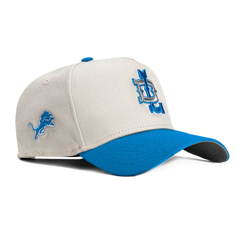 New Era 9Forty A-Frame City Stone Dome Detroit Lions Logo Patch Hat - Stone, Light Blue