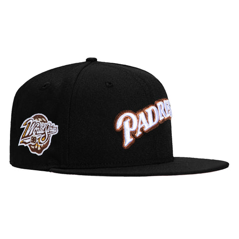 New Era 59Fifty San Diego Padres 1998 World Series Patch Word Hat - Black, White, Metallic Copper