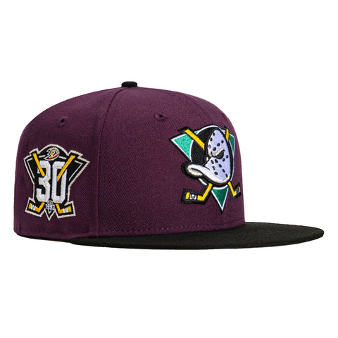 New Era 59Fifty Anaheim Ducks 30th Anniversary Patch Hat - Maroon, Black