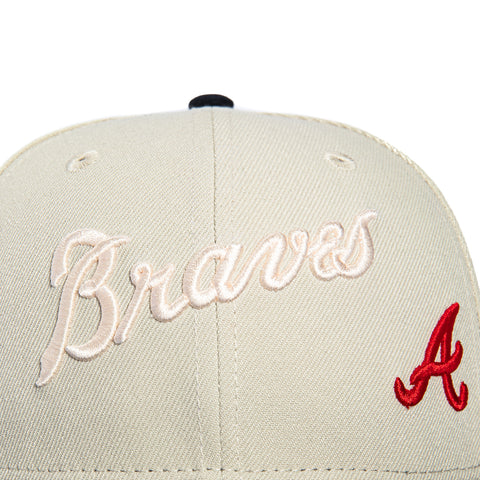 New Era 59Fifty Flawless Script Atlanta Braves Inaugural Patch Hat - Stone, Navy