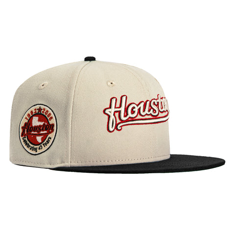 New Era 59Fifty Flawless Script Houston Astros 40th Anniversary Patch Hat - Stone, Black